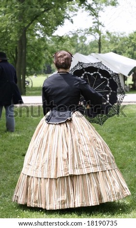 Lady dressed in vintage civil-war attire