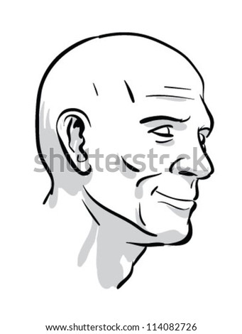 Black And White Bald Man'S Head Stock Vector Illustration 114082726 ...