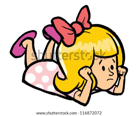 Bored Girl Lying On The Floor Cartoon Stock Vector Illustration ...