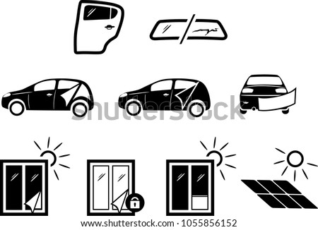 Solar and automotive service. Icons for design. Vector