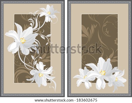 Similar – Image, Stock Photo artificial white tulips and green leaves in a black vase on the table in home interior.