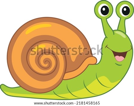 Funny smiling snail isolated on white. Vector