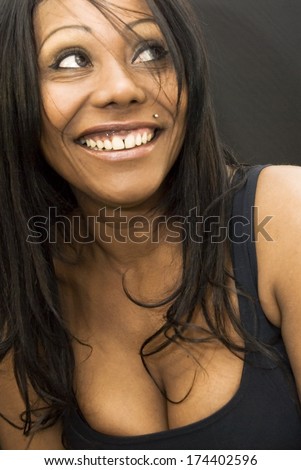 Sexy Black Woman  over Black Background