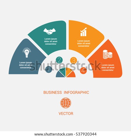 Semicircle template infographic 4 positions for text area.