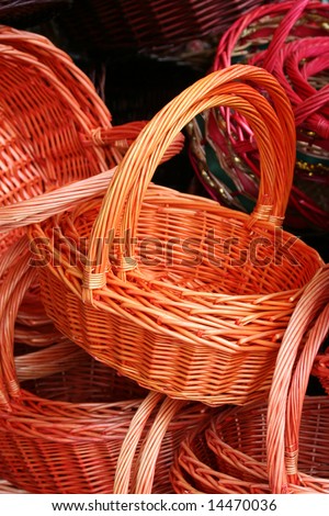 Colorful baskets in a Hong Kong market