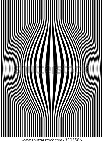 Op Art Bulging Vertical Stripes Black and White One