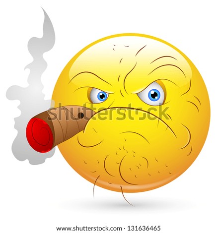 Smiley Illustration - Smoking Man Face - 131636465 : Shutterstock