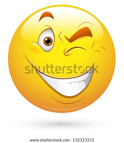 Smiley Vector Illustration - Eye Blinking - 132323255 : Shutterstock