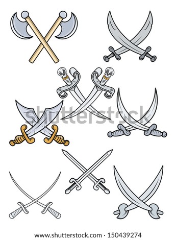 Crossed Swords - Cartoon Vector Illustration - 150439274 : Shutterstock