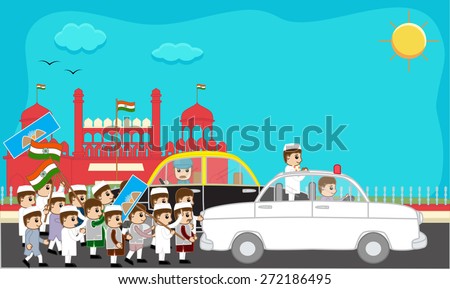 Cartoon Political Election Rally On Road Stock Vector Illustration ...