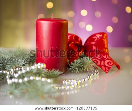 advent candle with pine decorated