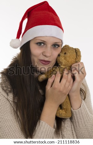 pretty young woman with teddy bear