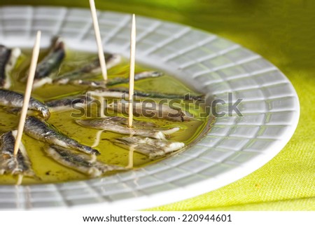 Marinated anchovies in olive oil
