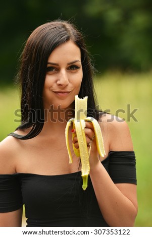 sexy woman eating banana