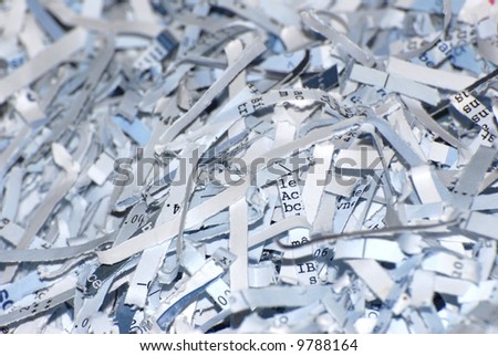 shredded paper fresh from the paper shredder.