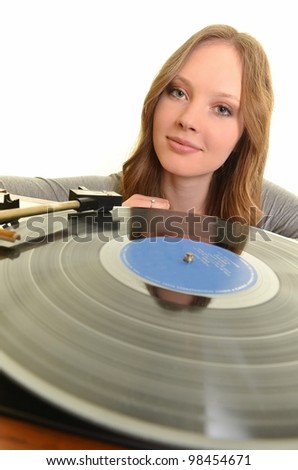 sexy dj woman on white background
