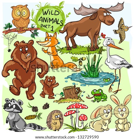 Wild Animals, Hand Drawn Collection, Part 1. (All Objects (Animals) Are ...