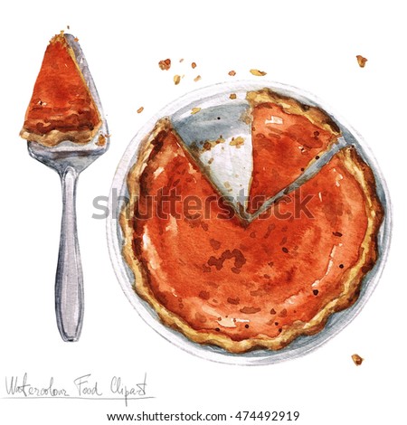 Watercolor Food Clipart - Pumpkin Pie