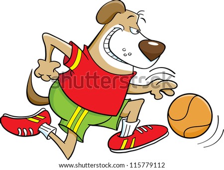 Cartoon Illustration Of A Dog Playing Basketball. - 115779112 ...