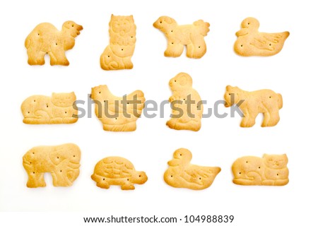 animal crackers isolated on white background