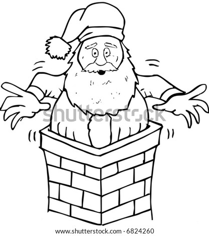 Santa Claus In The Chimney Stock Vector Illustration 6824260 : Shutterstock