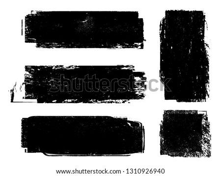 Grunge Paint Roller . Vector brush Stroke . Distressed banner . Black stripes isolated. paintbrush collection . Modern Textured shape . Dry border in Black . Bulge lines