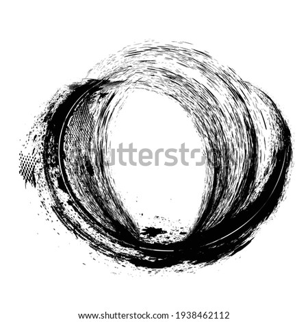 Texture Background. Circle Brush Stroke . Grunge Shape . Vector