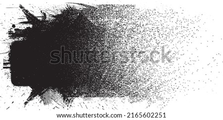 Sprayed black line .Graffiti art design . Noise dispersion logo . Spray effect .Grunge, grainy, gritty texture . Distressed element .vector 