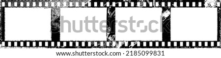 Grunge Filmstrip Border Frame . Film frame photo strip. Camera roll vintage design .Photo Album. Grunge effect .Vector