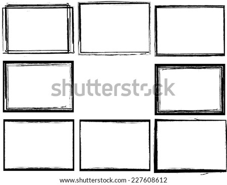 Set of Grunge Black and White Frames . textured rectangles for image