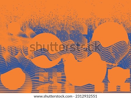 Aesthetic dotted design element. Duo tone poster . Modern art .Abstract composition . Half tone background. Halftone dots texture effect .Contemporary vector design