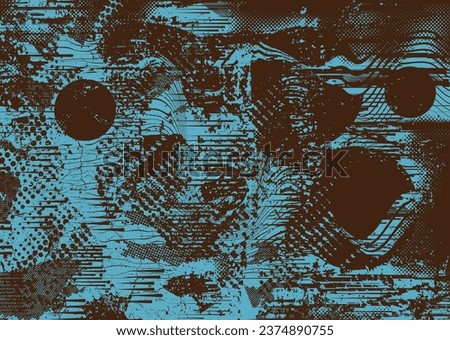 Distressed dotted design element. Duo tone, grunge poster . Modern art .Abstract, grungy composition . Half tone background. Halftone dots texture effect .Contemporary vector. Grange design