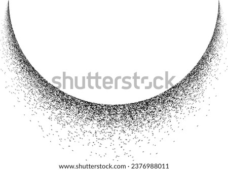 Sprayed smile line .Graffiti art design . Half circle shade. Noise dispersion logo . Spray effect .Grunge, grainy, gritty texture . Distressed element .vector . Circle shadow effect