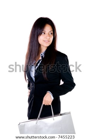 Woman in a shopping bag for holiday shopping