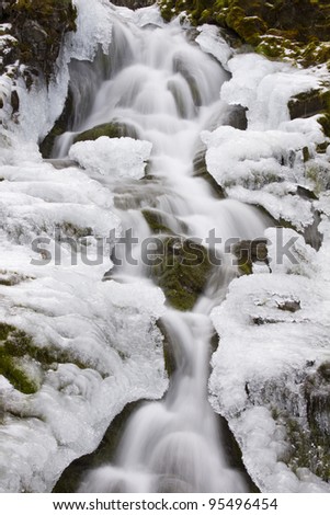 Sarrail Falls covered in ice and snow