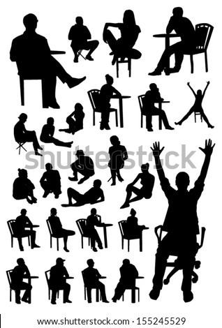 Sitting People Silhouettes Stock Vector 155245529 : Shutterstock