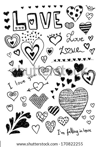 Heart Doodles Stock Vector Illustration 170822255 : Shutterstock