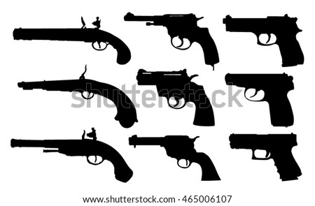 Set Of Pistols Stock Vector 465006107 : Shutterstock