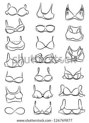Set Of Silhouettes Of Women'S Bras Stock Vector Illustration 126769877 ...