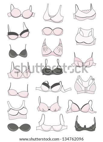 Set Of Different Bras Isolated On White Background Stock Vector ...