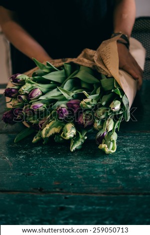 Really big bouquet of tulips; Spring tulips bouquet;