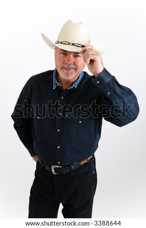 Cowboy Tipping His Hat, Saying Hello And Smiling Stock Photo 3388644 ...