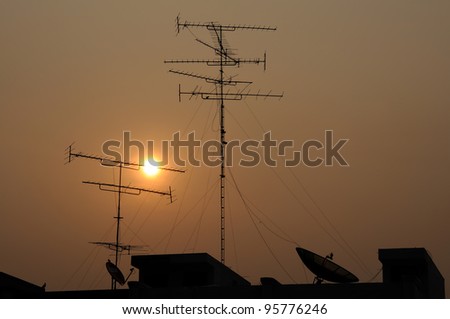 Television antenna with sunset.