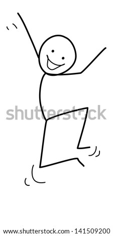 Happy Jumping Stickman Stock Photo 141509200 : Shutterstock