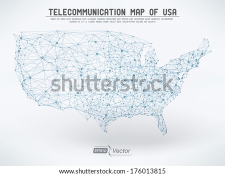 Abstract telecommunication USA map Detailed EPS10 vector design - organized layers