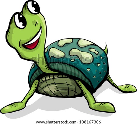 Funny Green Happy Turtle. Bitmap Copy Stock Photo 108167306 : Shutterstock