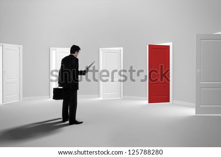Make a decision. Choose a job. Be interviewed. Recruitment. Achieving the goal. Cease to be unemployed. Due to bureaucracy. With a single red door open