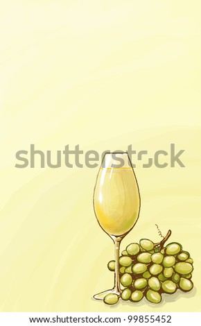 hand-drawn glass of wine with grape