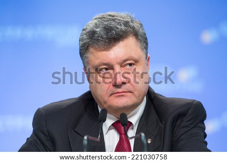 KIEV, UKRAINE - Sep 25, 2014: President of Ukraine Petro Poroshenko at the press-conference dedicated to the presentation of the \