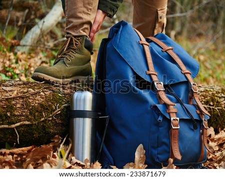 Similar – Image, Stock Photo Unrecognizable woman near forest river